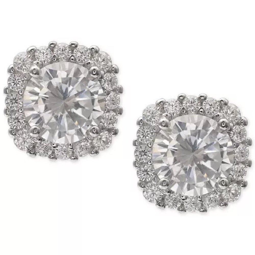 NWT Giani Bernini Cubic Zirconia Halo Stud Earrings in Sterling Silver